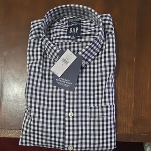 NEW GAP Men's Navy and White Checkered Shirt long sleeved